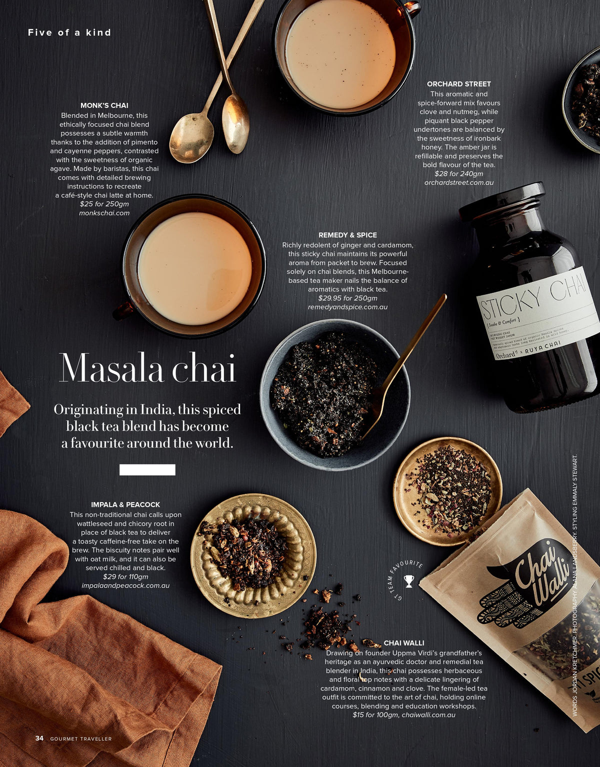 Chai Walli featured in Gourmet Traveller's 'Five of a Kind'!